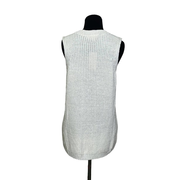 Philosophy Ivory Crew Neck Sleeveless Cable Knit Sweater M - Picture 3 of 12